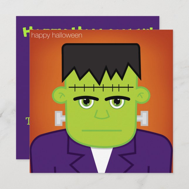 Grünes Monster Einladung (Vorne/Hinten)