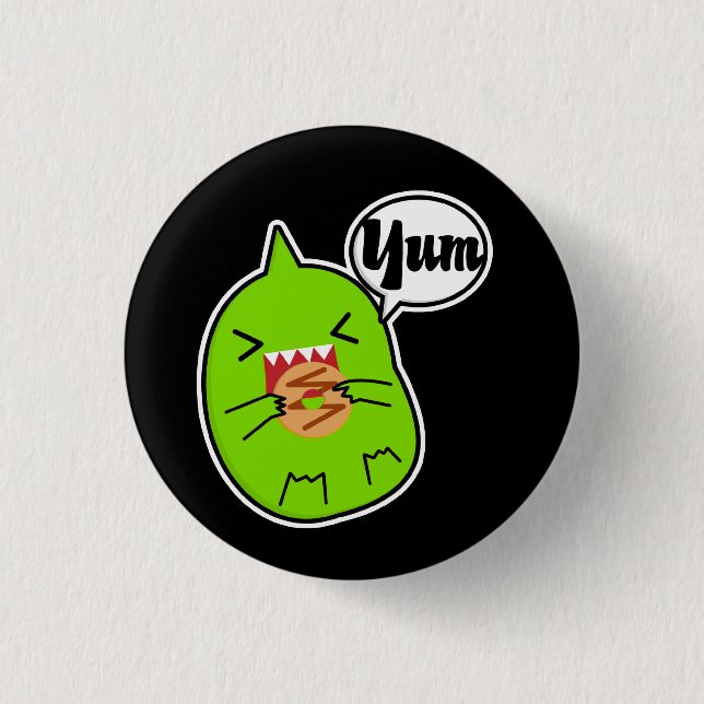 Grünes Monster mit Plätzchen-Knopf Button (Vorderseite)