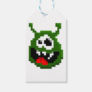 Grünes Monster - Pixel Art Geschenkanhänger