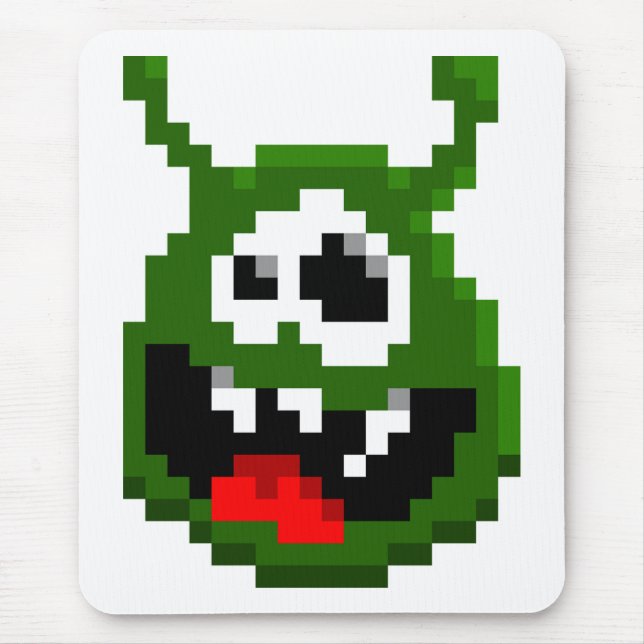 Grünes Monster - Pixel Art Mousepad (Vorne)