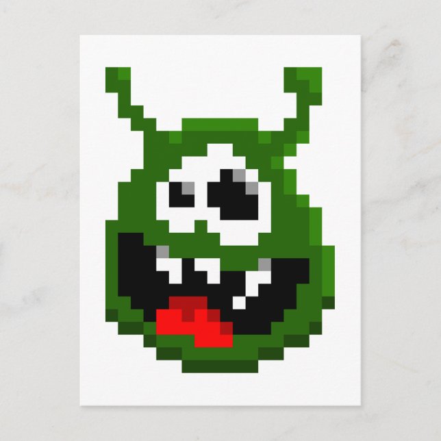 Grünes Monster - Pixel Art Postkarte (Vorderseite)