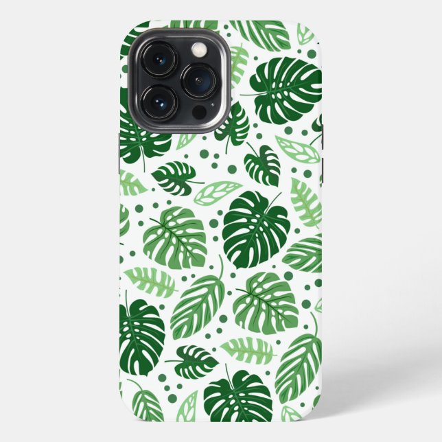 Grünes Monstera-Muster iPhone Hülle (Rückseite)