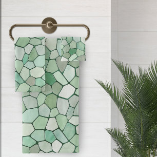 Grünes Mosaik in Weich Badhandtuch Set