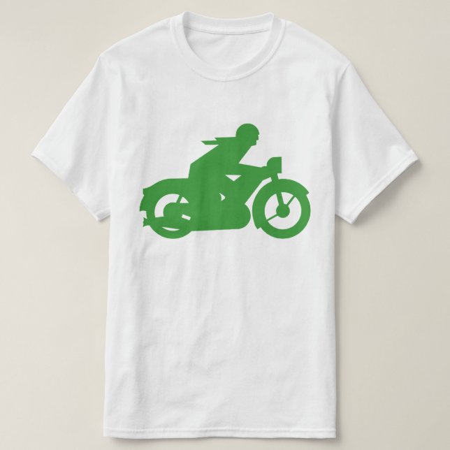 Grünes Motorbiker Zeichen T-Shirt (Design vorne)