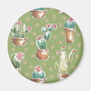 Grünes Muster des Wüsten-Blüten-Schritt- Magnet