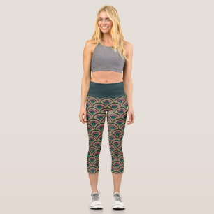 Grünes Muster in der Muschel Capri Leggings