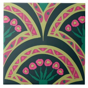 Grünes Muster in der Muschel Fliese