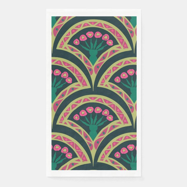 Grünes Muster in der Muschel Serviette (Vorderseite)