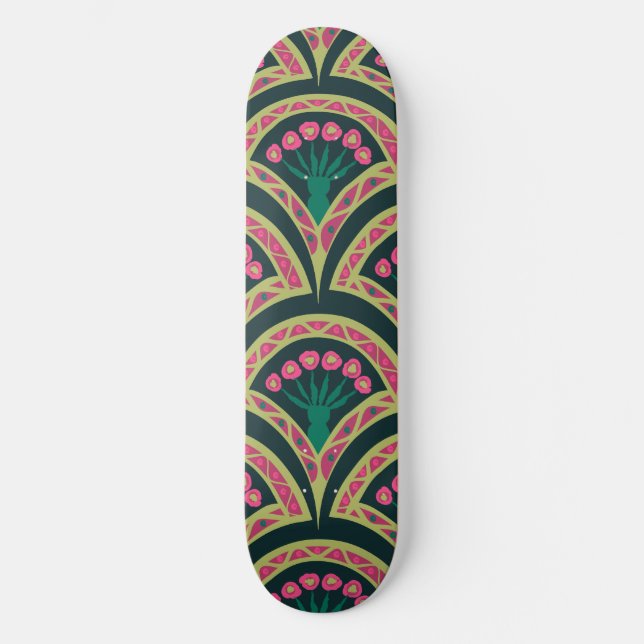 Grünes Muster in der Muschel Skateboard (Vorderseite)