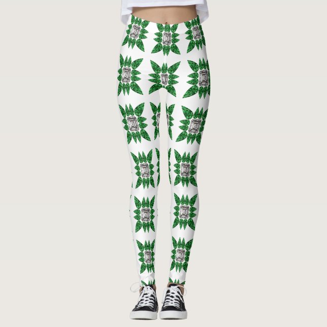 Grünes Muster Leggings (Vorderseite)