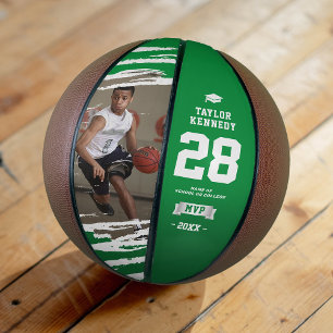 Grünes „MVP“-Basketball-Abschlussfoto-Geschenk Basketball
