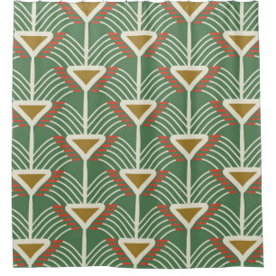 grünes nahtloses Muster mit Linien und Geometrie Duschvorhang