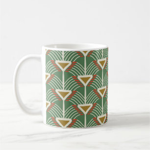 grünes nahtloses Muster mit Linien und geometrisch Kaffeetasse