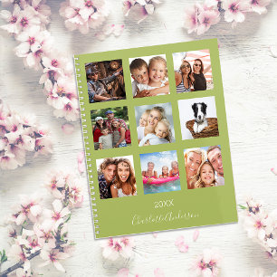 Grünes Namensskript 2023 für das Foto der Familie Planer