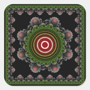 Grünes, natürliches verziertes brillantes Muster Quadratischer Aufkleber