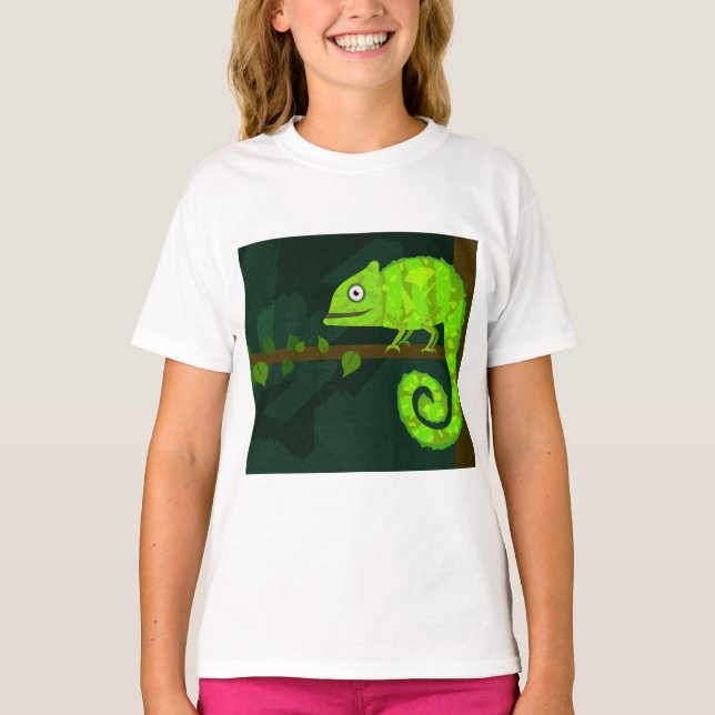 Grünes niedliches Chamäleon T-Shirt (Vorderseite)