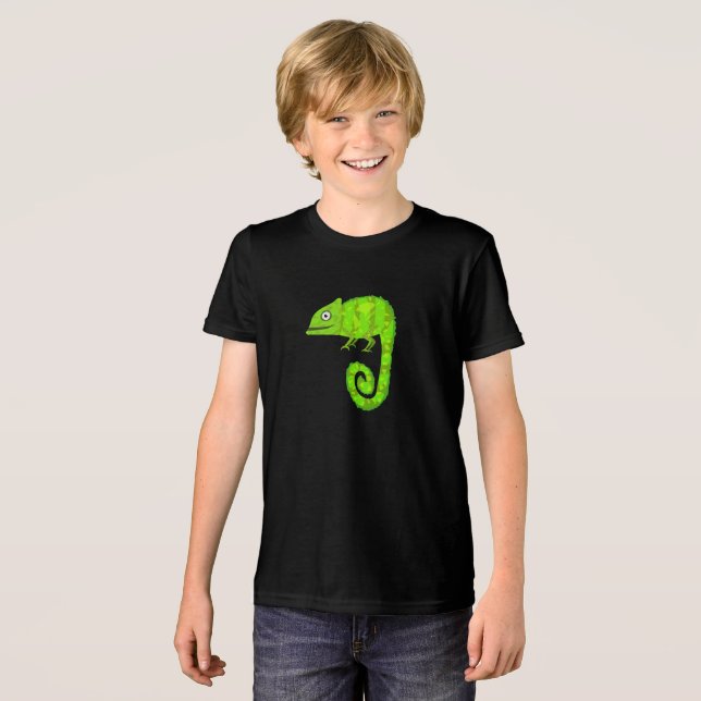 Grünes niedliches Chamäleon Tri-Blend Shirt (Vorderseite voll)