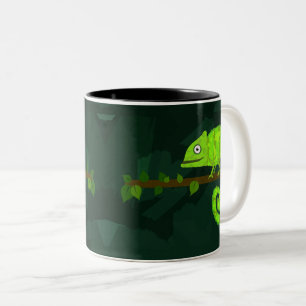 Grünes niedliches Chamäleon Zweifarbige Tasse