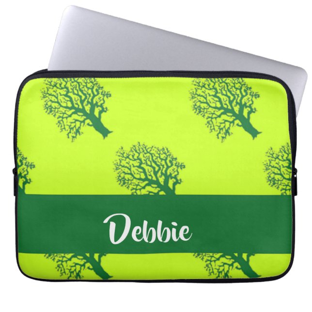 Grünes Oakbaummuster Laptopschutzhülle (Vorderseite)