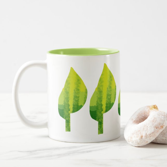 Grünes Öko Design Zweifarbige Tasse (Mit Donut)