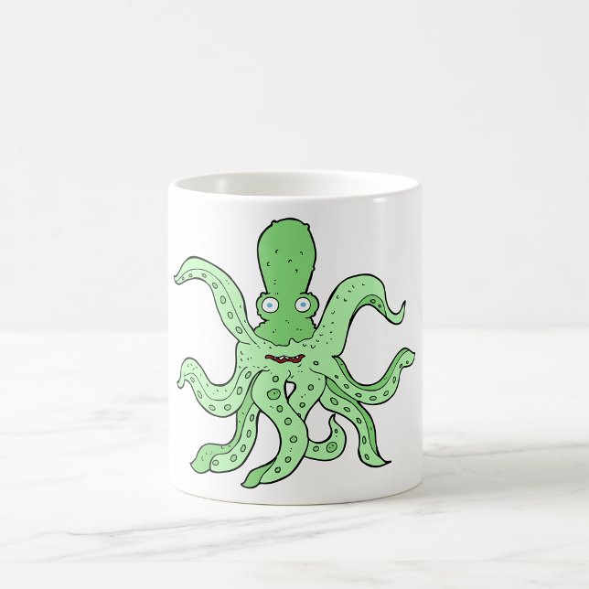 Grünes Oktopus-Zeichen Quirky-Seemonster Kaffeetasse (Von Creator hochgeladen)