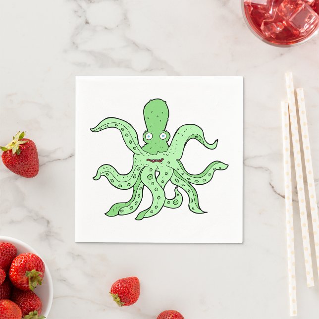 Grünes Oktopus-Zeichen Quirky-Seemonster Serviette (Von Creator hochgeladen)