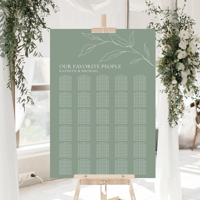 Grünes Olive Leaf Hochzeit 30 Tischsitze Poster (Von Creator hochgeladen)