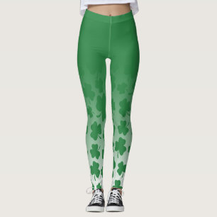 Grünes Ombre u. grünes Kleeblatt-Muster über We Leggings