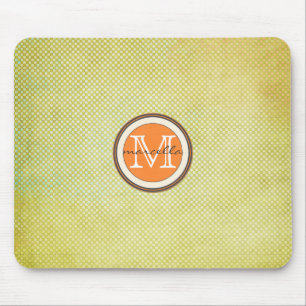 Grünes orange Halbtonmonogramm Mousepad