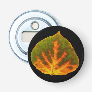 Grünes Orange und gelbes Aspen Leaf #1 Flaschenöffner
