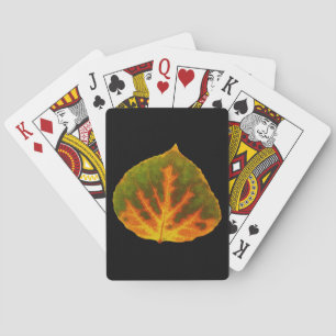 Grünes Orange und gelbes Aspen Leaf #1 Spielkarten