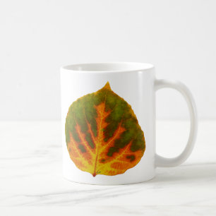 Grünes Orange und gelbes Aspen Leaf #1 Tasse