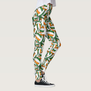 Grünes orangefarbenes Team farbenfrohe Volleyballs Leggings
