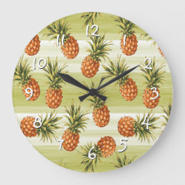 Grünes Orangen tropisches Ananas Fruchtmuster Große Wanduhr