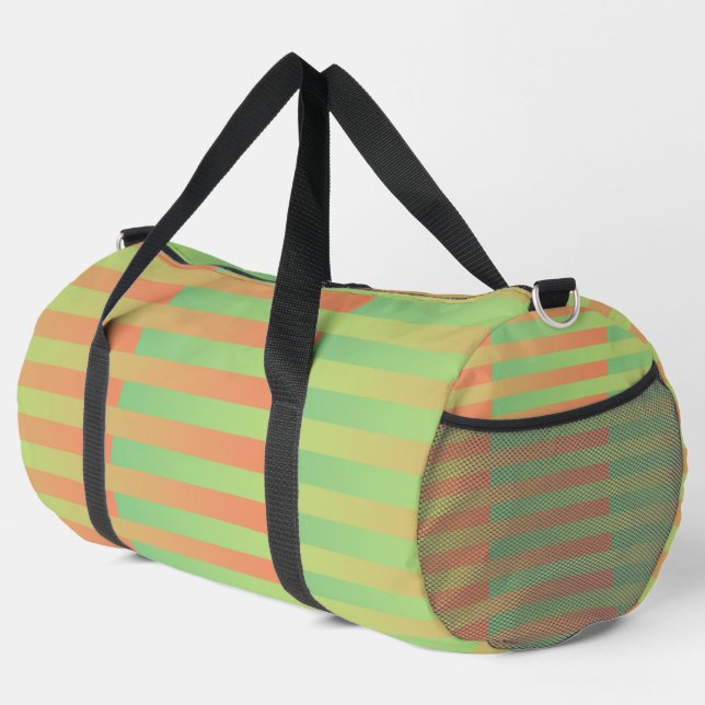 Grünes Orangenstreifen Duffle Bag (Rechte Ecke)