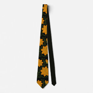Grünes & Oranges modernes abstraktes Floral Krawatte