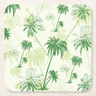Grünes Palme-Muster Rechteckiger Pappuntersetzer