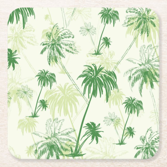 Grünes Palme-Muster Rechteckiger Pappuntersetzer (Vorderseite)