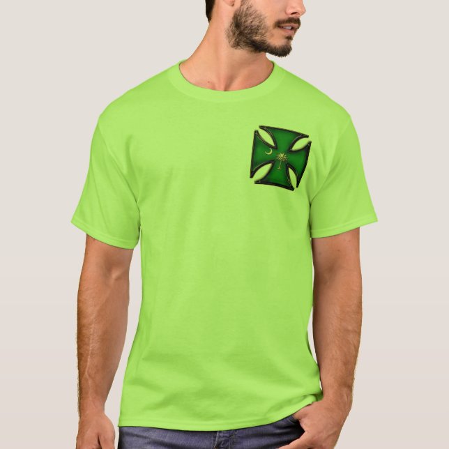 Grünes Palmetto-Baum-Eisen-Kreuz T-Shirt (Vorderseite)