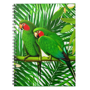 Grünes Papageienpaar im Dschungel Notizblock