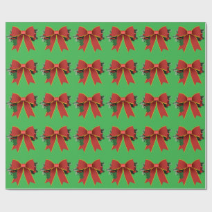 Grünes Papier für Red Christmas Bow Geschenkpapier