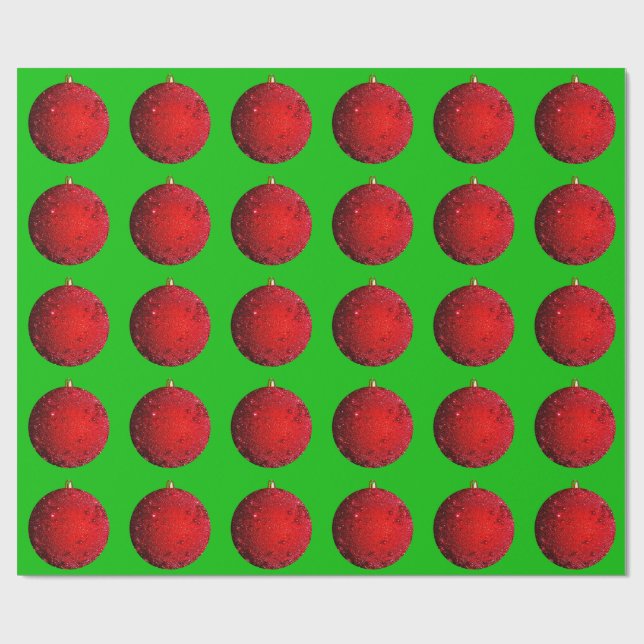 Grünes Papier für Rote Ornamente Geschenkpapier (Flach)