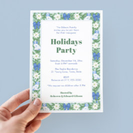 Grünes Party an den Grenzen Blau und Weiß Einladung