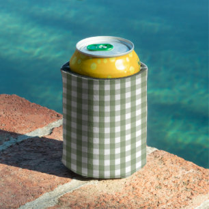 Grünes Pastell-Gingham-Muster Grandmillenial  Dosenkühler