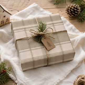 Grünes Pastell-Karomuster Weihnachten Geschenkpapier