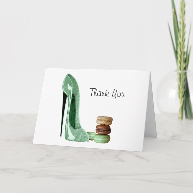 Grünes PastellStilett und französische Dankeskarte (Vorderseite)