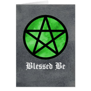 Grünes Pentagramm auf schwarzer Watercolor-Karte