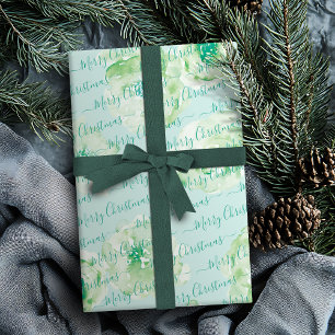 Grünes personalisiertes Frohe Weihnachten Schriftz Geschenkpapier