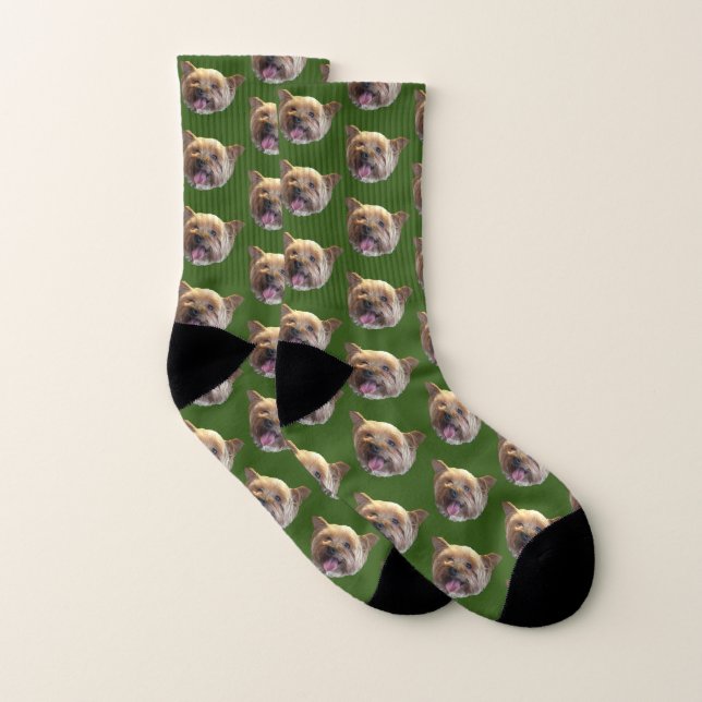 Grünes Personalisiertes Pet-Foto Socken (Paar)