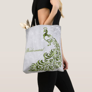 Grünes Pfauenleaf Tasche Bridesmaid